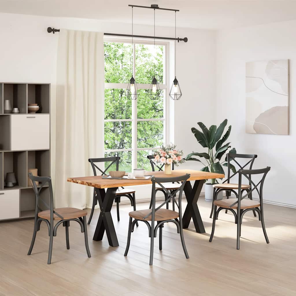 Eettafel met natuurlijke rand massief eikenhout rechthoekig