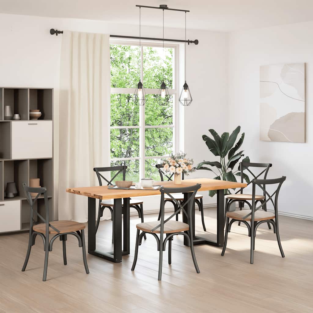 Eettafel rechthoekig 200x80x74 cm massief eikenhout lichtbruin