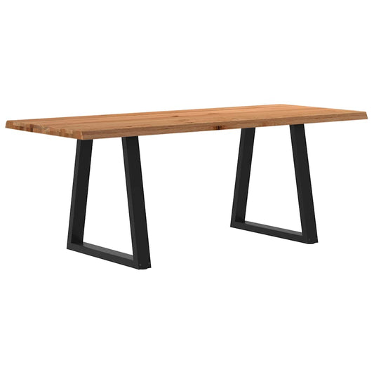Eettafel met natuurlijke rand 200x80x74 cm massief eikenhout