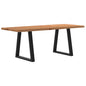 Eettafel met natuurlijke rand 200x80x74 cm massief eikenhout