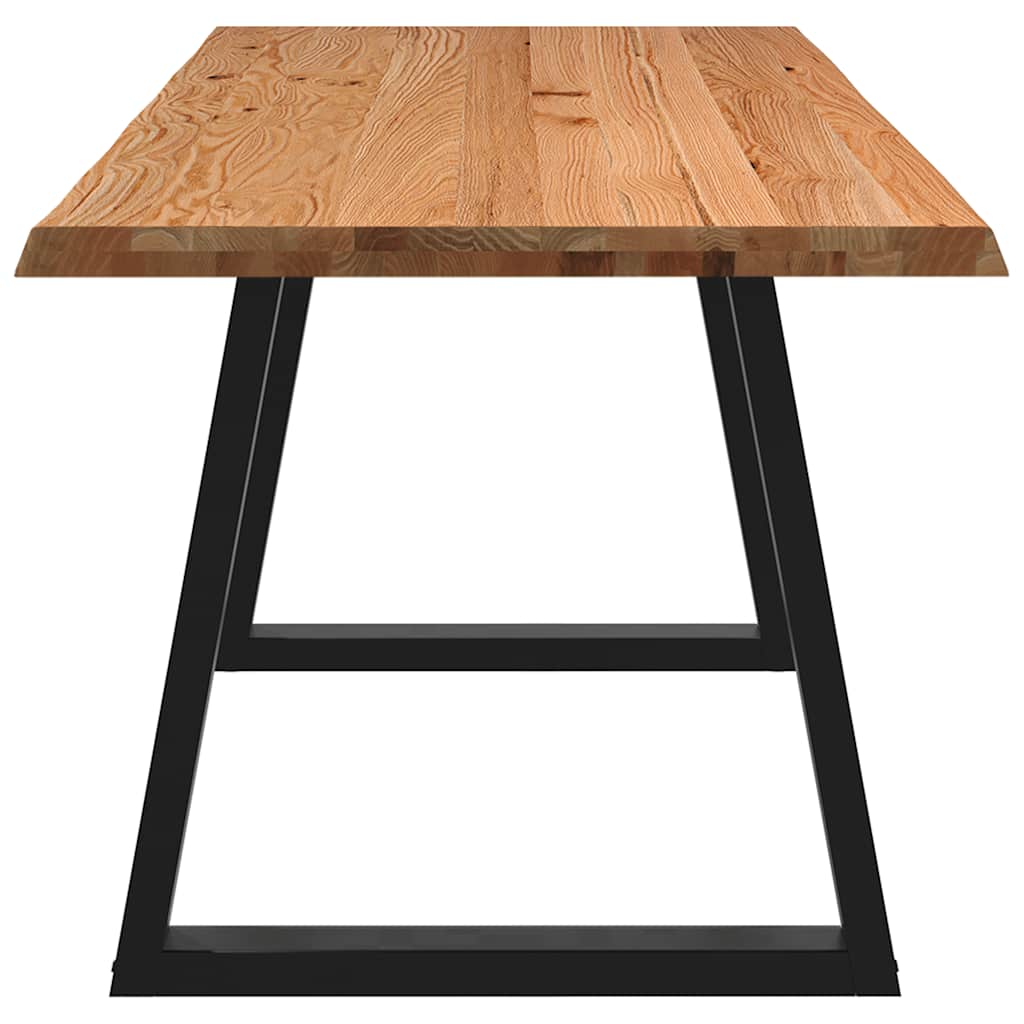 Eettafel met natuurlijke rand 200x80x74 cm massief eikenhout