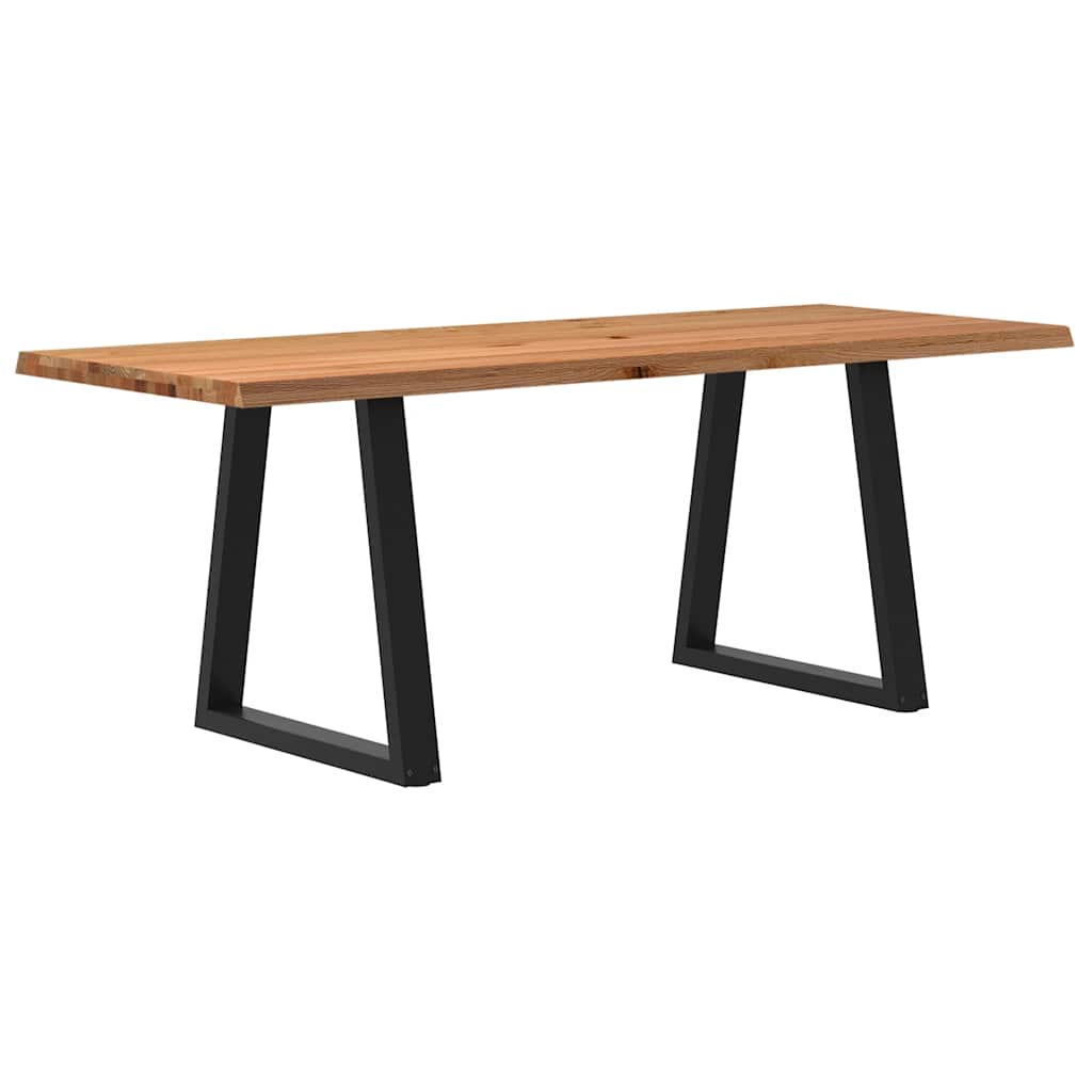 Eettafel met natuurlijke rand 200x80x74 cm massief eikenhout