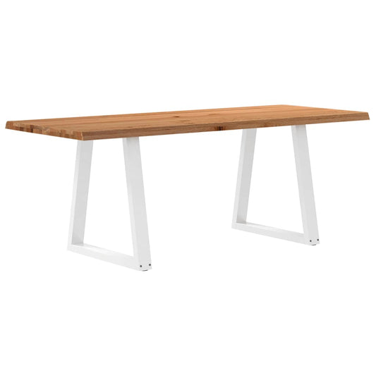 Eettafel met natuurlijke rand 200x80x74 cm massief eikenhout