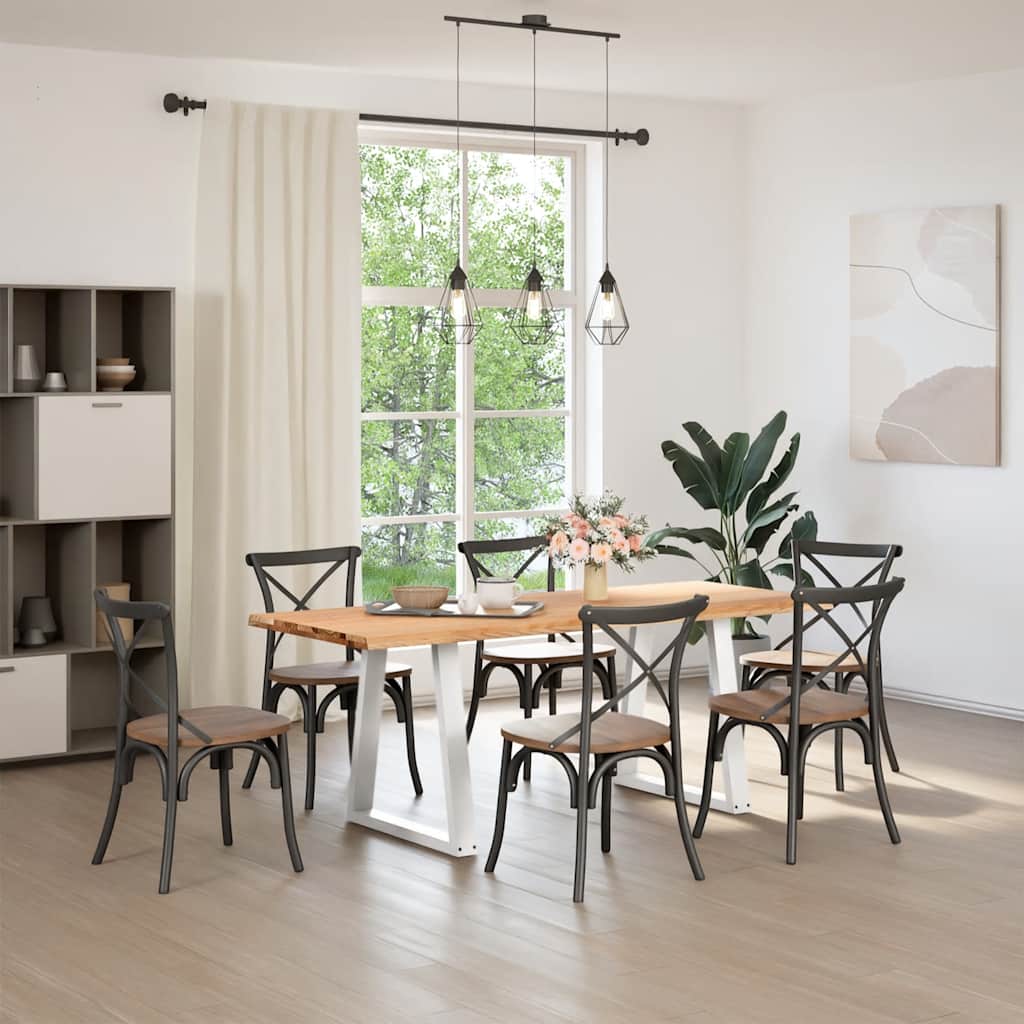 Eettafel met natuurlijke rand 200x80x74 cm massief eikenhout