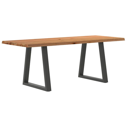 Eettafel met natuurlijke rand 200x80x74 cm massief eikenhout
