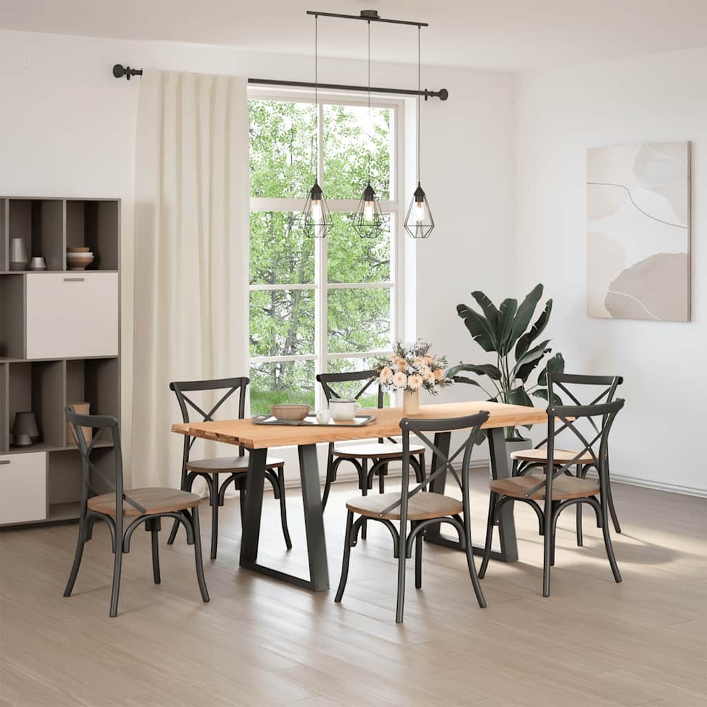 Eettafel met natuurlijke rand 200x80x74 cm massief eikenhout