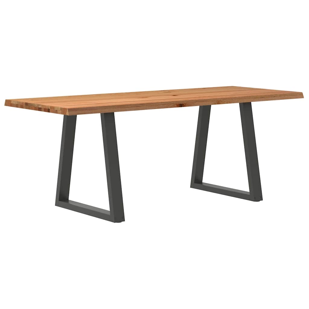 Eettafel met natuurlijke rand 200x80x74 cm massief eikenhout