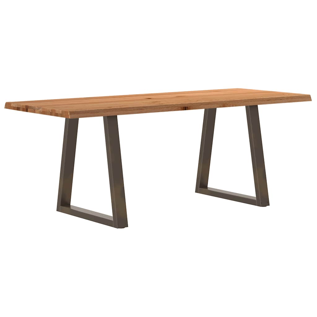 Eettafel met natuurlijke rand 200x80x74 cm massief eikenhout