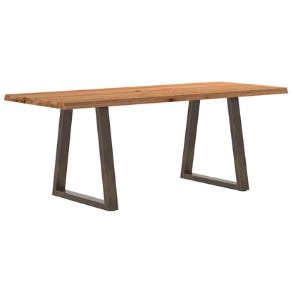 Eettafel met natuurlijke rand 200x80x74 cm massief eikenhout