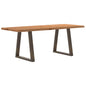 Eettafel met natuurlijke rand 200x80x74 cm massief eikenhout