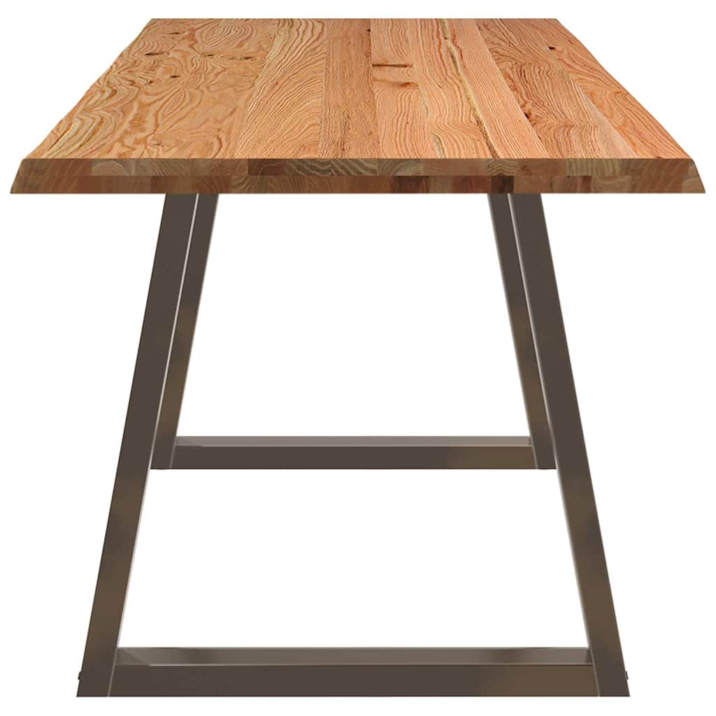 Eettafel met natuurlijke rand 200x80x74 cm massief eikenhout