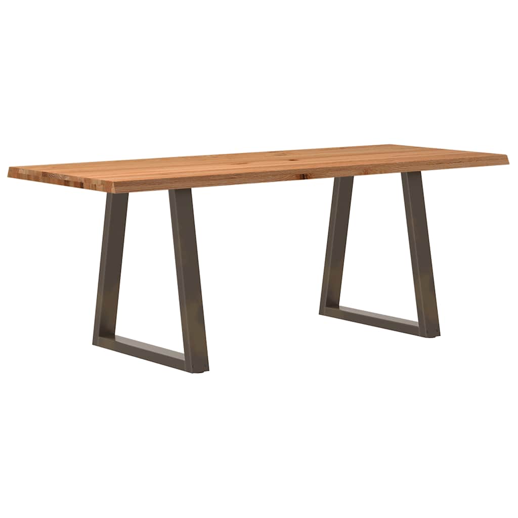 Eettafel met natuurlijke rand 200x80x74 cm massief eikenhout