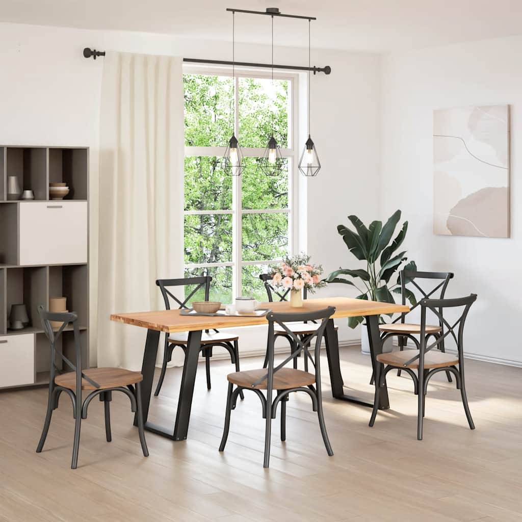 Eettafel met natuurlijke rand massief eikenhout rechthoekig