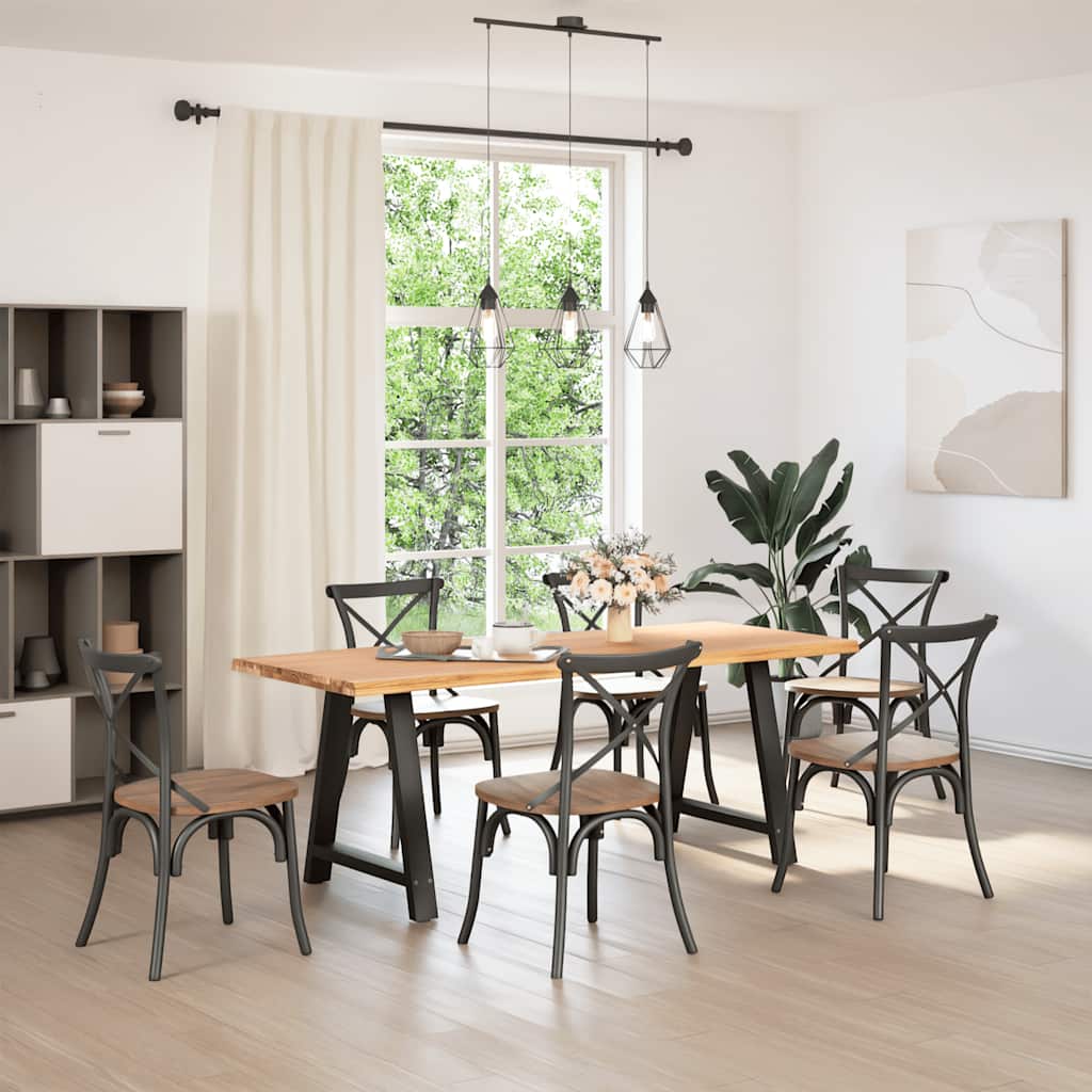 Eettafel met natuurlijke rand massief eikenhout rechthoekig