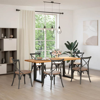 Eettafel met natuurlijke rand massief eikenhout rechthoekig