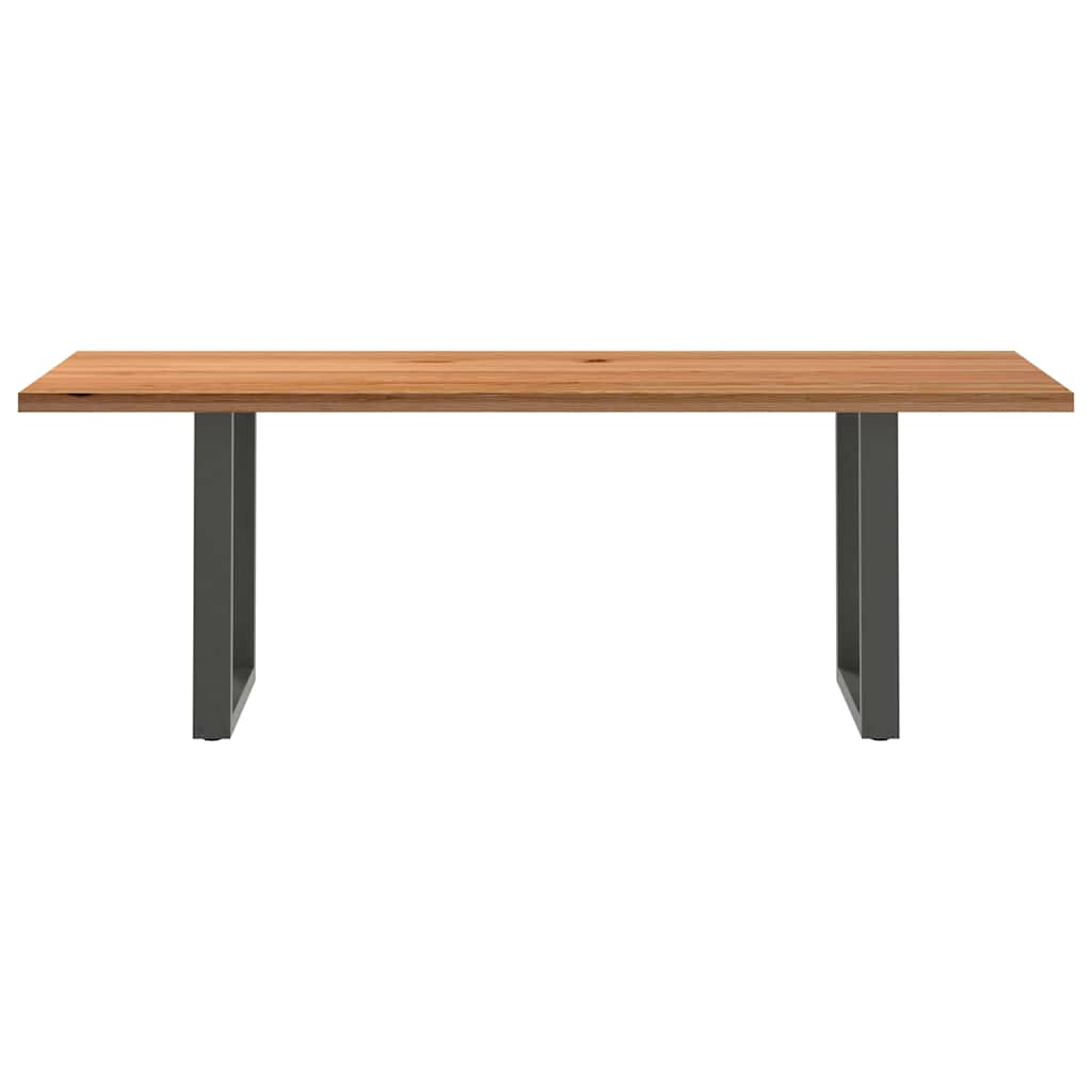 Eettafel rechthoekig 220x80x74 cm massief eikenhout lichtbruin