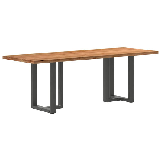 Eettafel rechthoekig 220x80x74 cm massief eikenhout lichtbruin