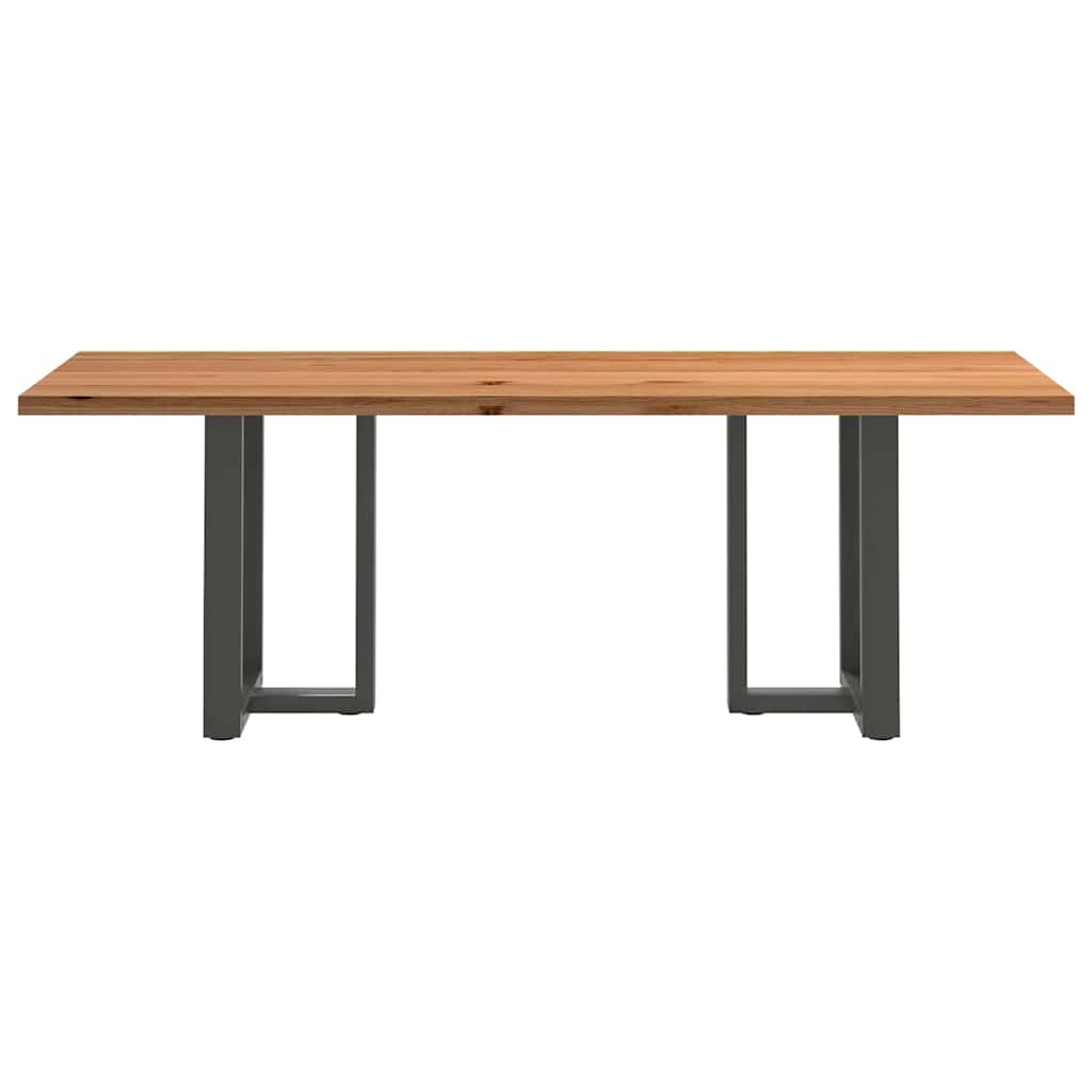 Eettafel rechthoekig 220x80x74 cm massief eikenhout lichtbruin