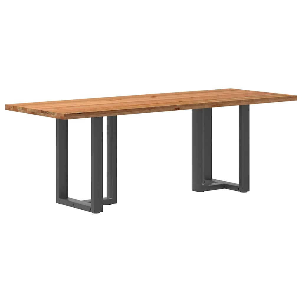 Eettafel rechthoekig 220x80x74 cm massief eikenhout lichtbruin