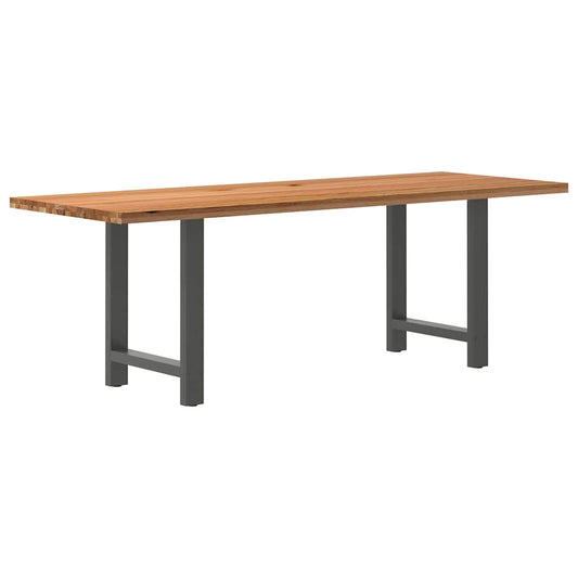 Eettafel rechthoekig 220x80x74 cm massief eikenhout lichtbruin