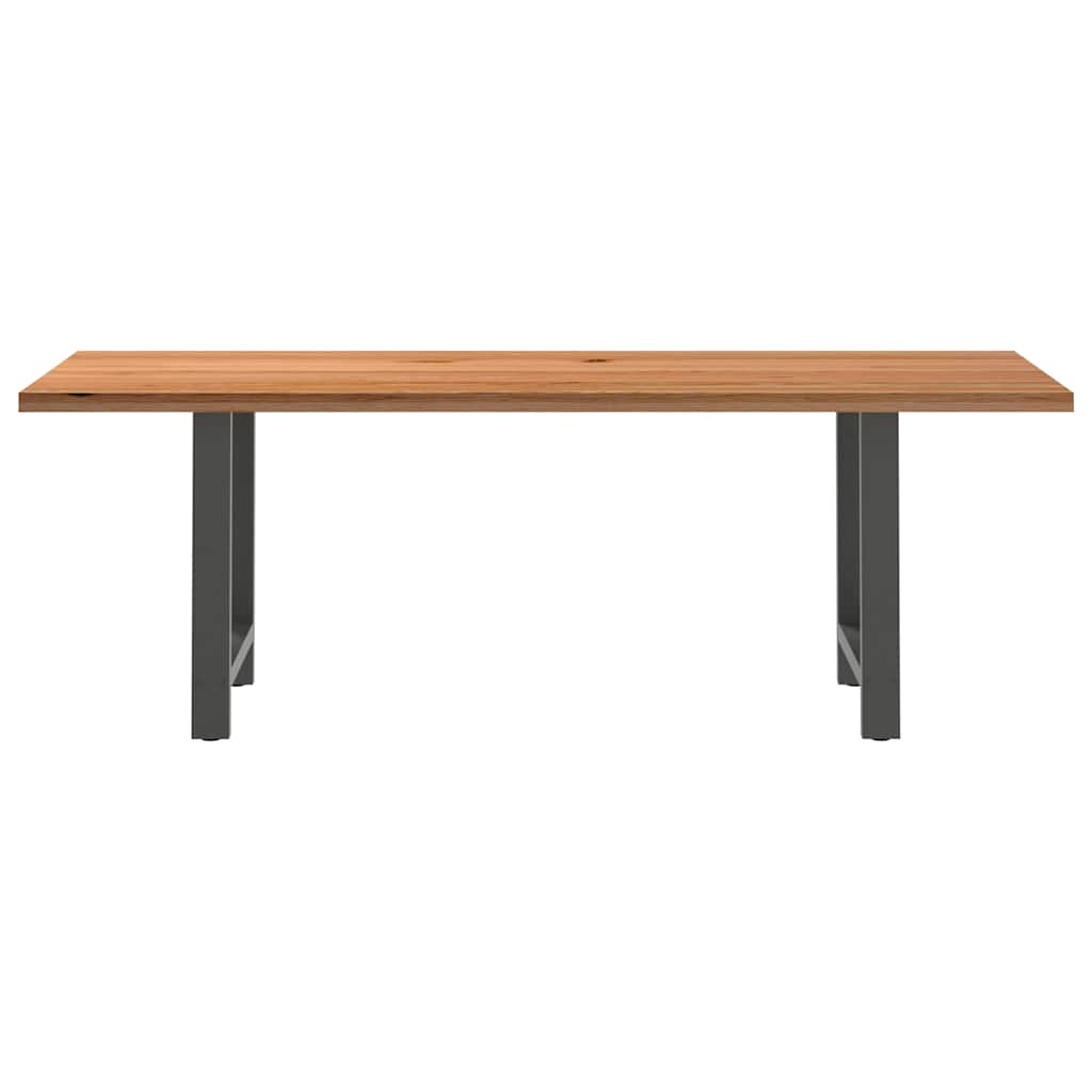 Eettafel rechthoekig 220x80x74 cm massief eikenhout lichtbruin