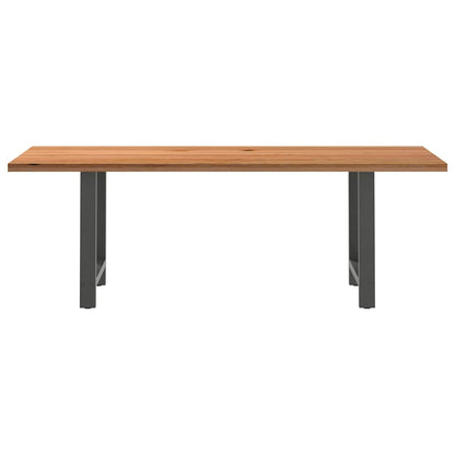 Eettafel rechthoekig 220x80x74 cm massief eikenhout lichtbruin