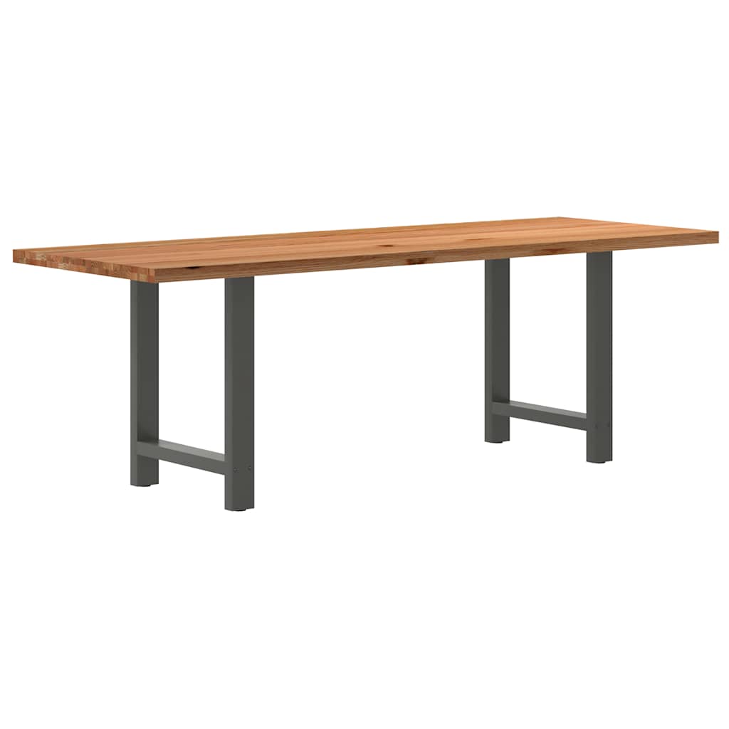 Eettafel rechthoekig 220x80x74 cm massief eikenhout lichtbruin