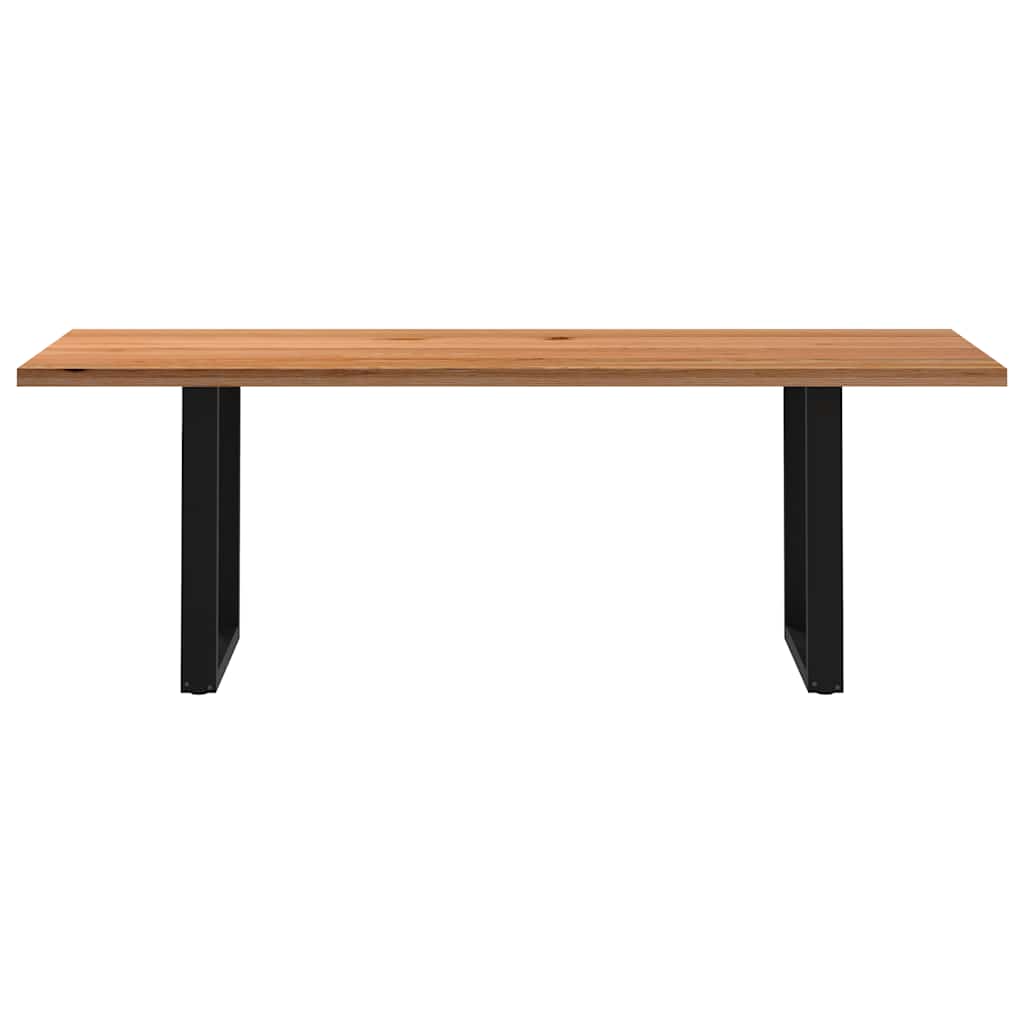 Eettafel rechthoekig 220x80x74 cm massief eikenhout lichtbruin