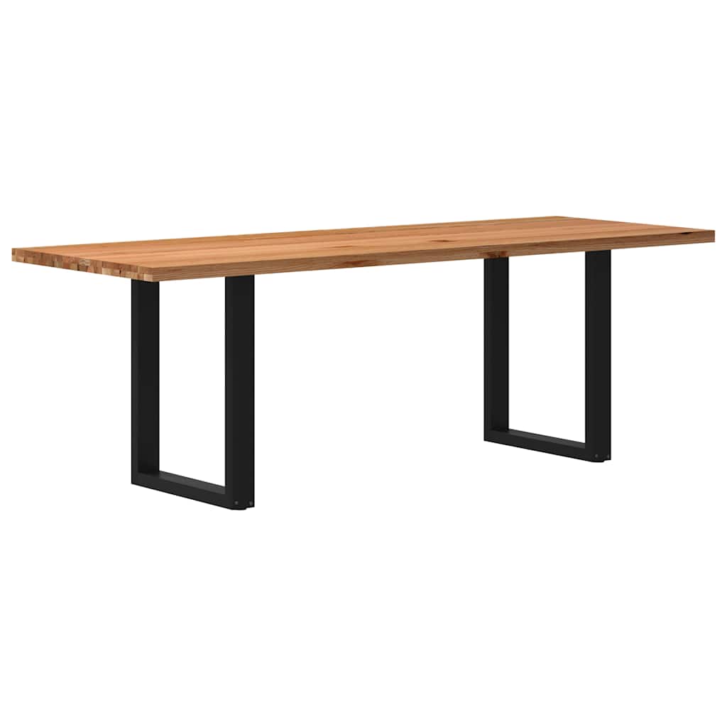 Eettafel rechthoekig 220x80x74 cm massief eikenhout lichtbruin