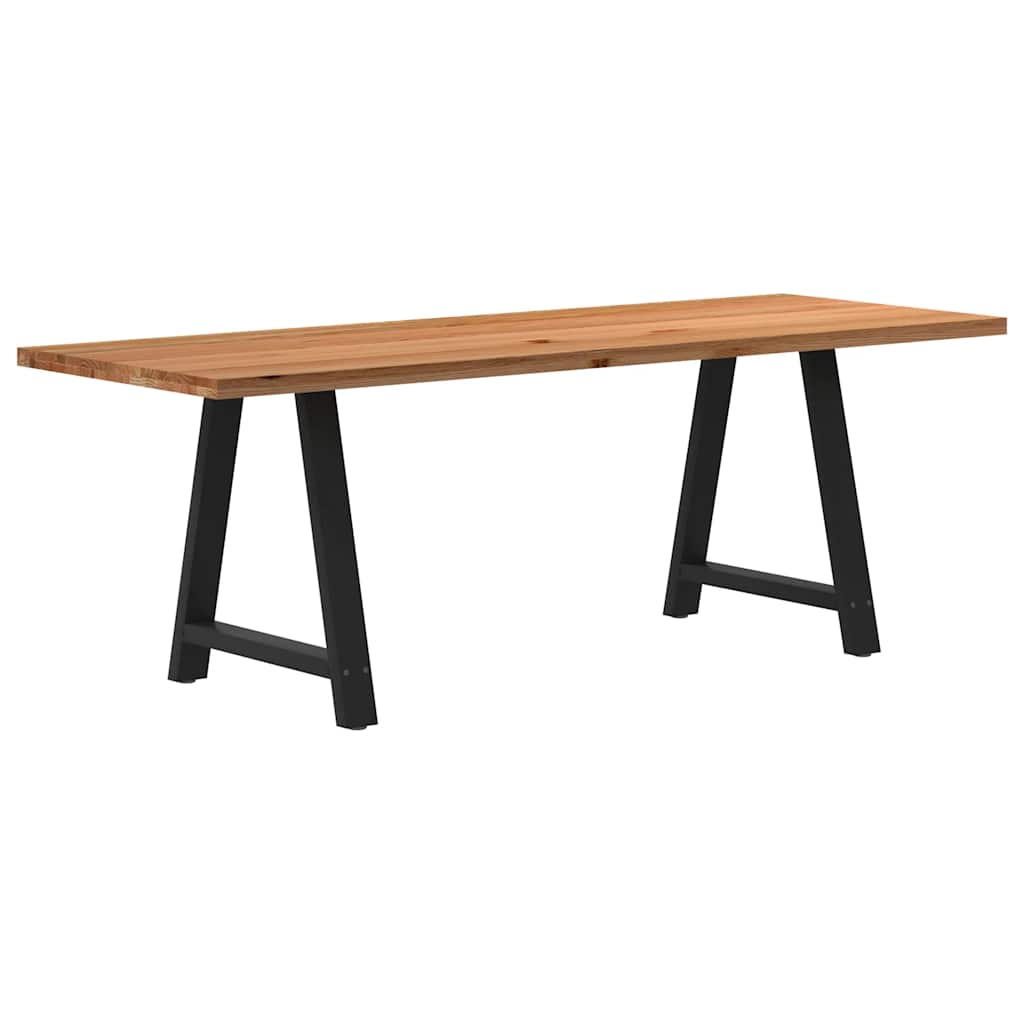 Eettafel rechthoekig 220x80x74 cm massief eikenhout lichtbruin