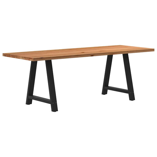 Eettafel rechthoekig 220x80x74 cm massief eikenhout lichtbruin