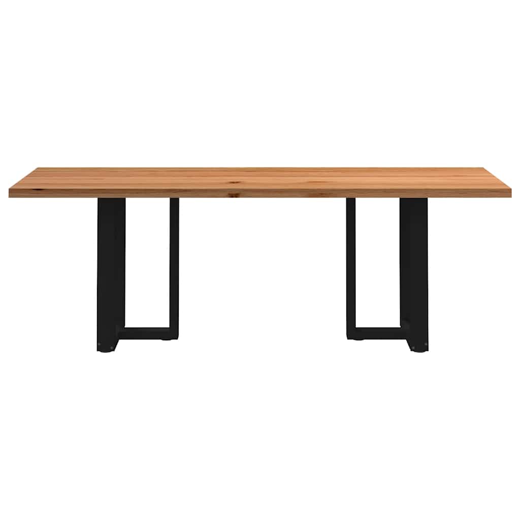 Eettafel rechthoekig 220x80x74 cm massief eikenhout lichtbruin