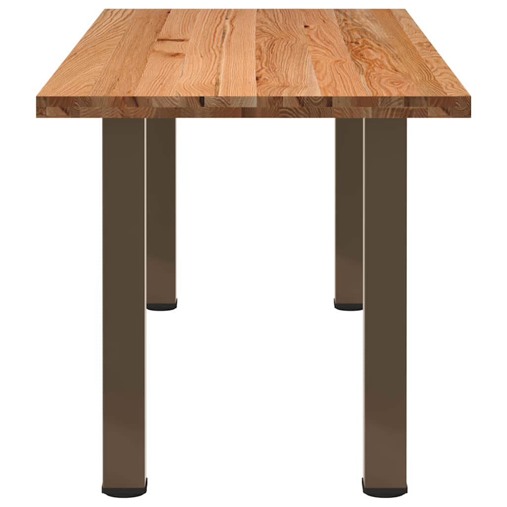 Eettafel rechthoekig 220x80x74 cm massief eikenhout lichtbruin