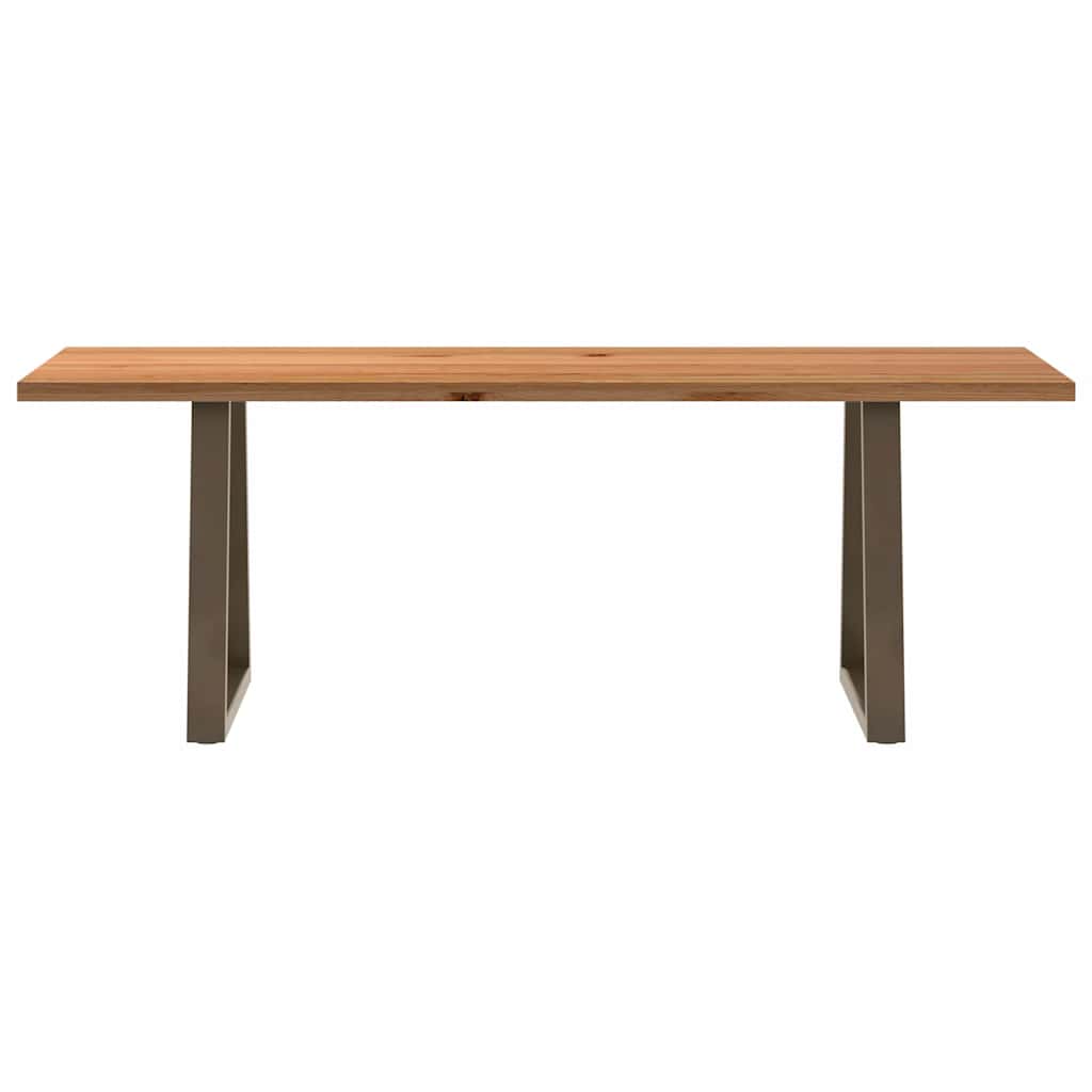 Eettafel rechthoekig 220x80x74 cm massief eikenhout lichtbruin