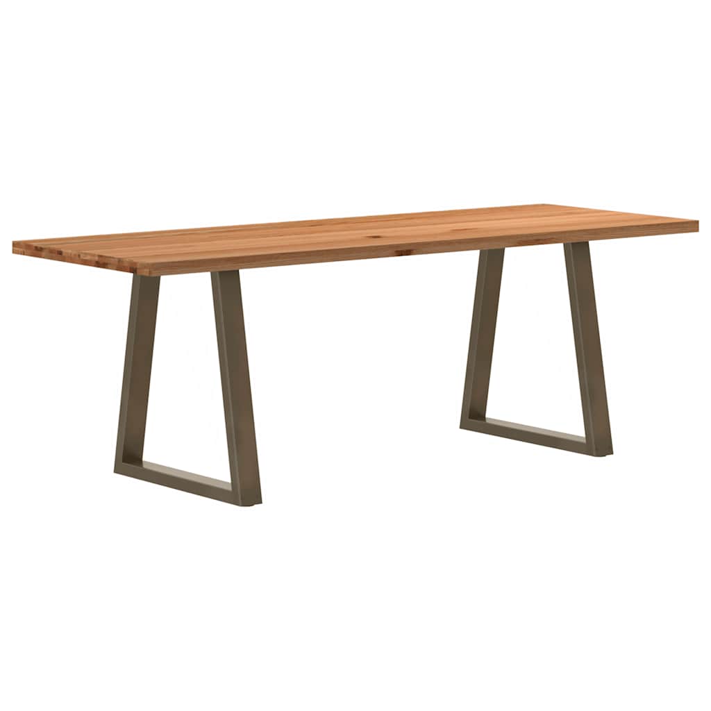 Eettafel rechthoekig 220x80x74 cm massief eikenhout lichtbruin