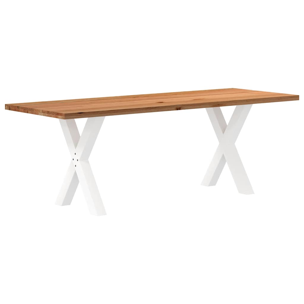 Eettafel rechthoekig 220x80x74 cm massief eikenhout lichtbruin