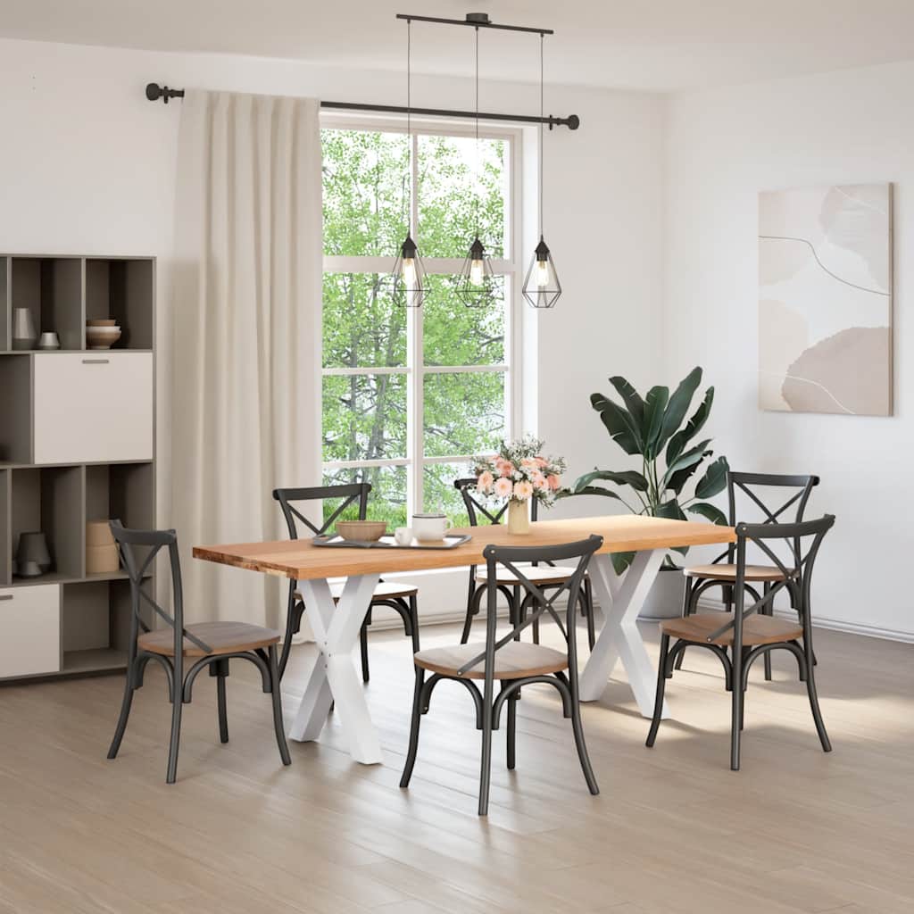 Eettafel rechthoekig 220x80x74 cm massief eikenhout lichtbruin