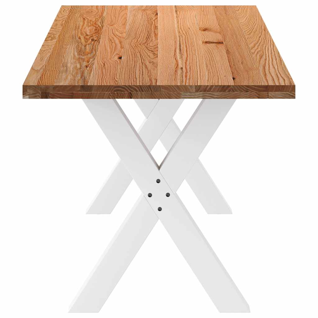 Eettafel rechthoekig 220x80x74 cm massief eikenhout lichtbruin