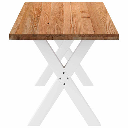 Eettafel rechthoekig 220x80x74 cm massief eikenhout lichtbruin