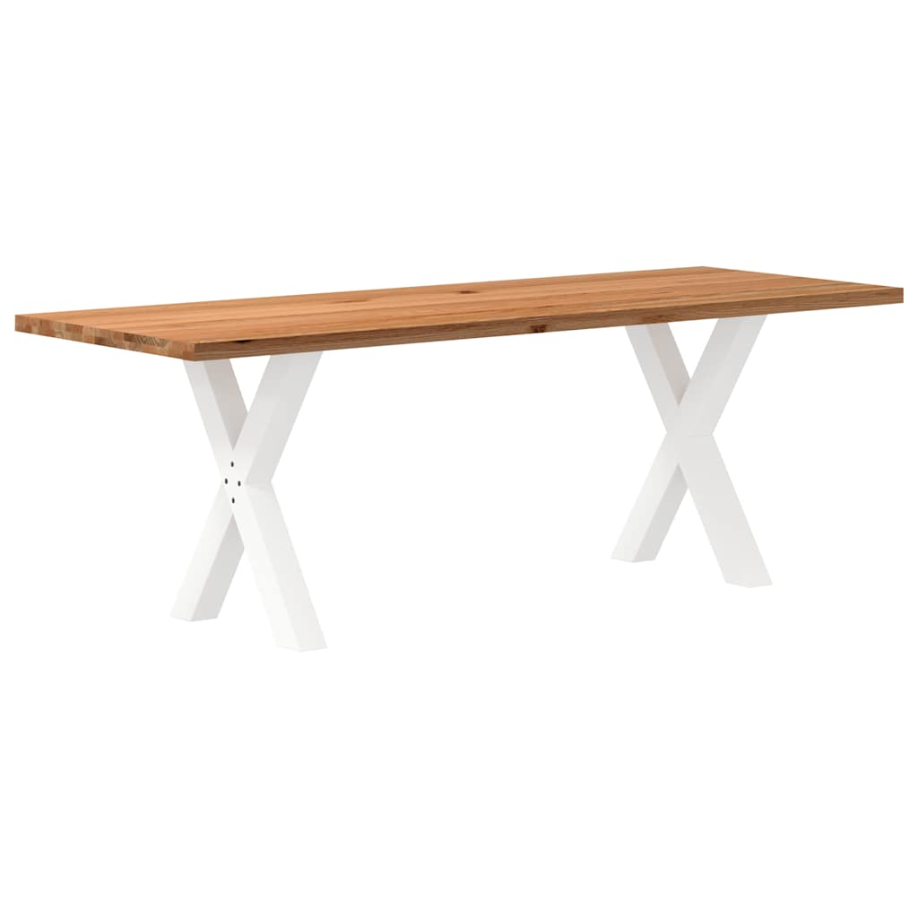Eettafel rechthoekig 220x80x74 cm massief eikenhout lichtbruin