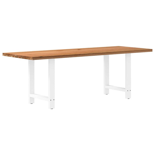 Eettafel rechthoekig 220x80x74 cm massief eikenhout lichtbruin