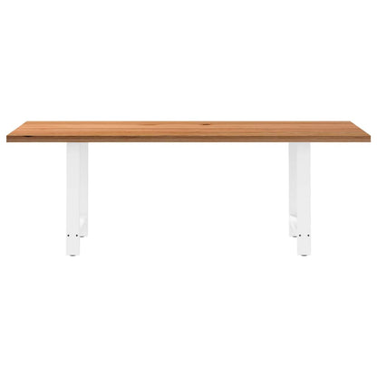 Eettafel rechthoekig 220x80x74 cm massief eikenhout lichtbruin