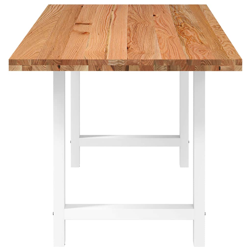 Eettafel rechthoekig 220x80x74 cm massief eikenhout lichtbruin