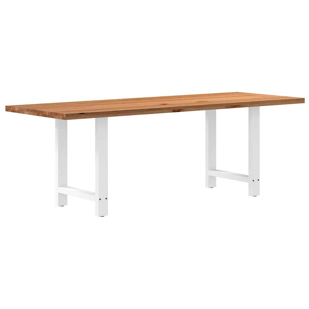 Eettafel rechthoekig 220x80x74 cm massief eikenhout lichtbruin