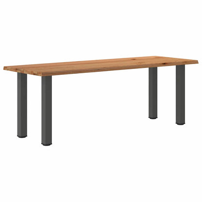 Eettafel met natuurlijke rand 220x80x74 cm massief eikenhout