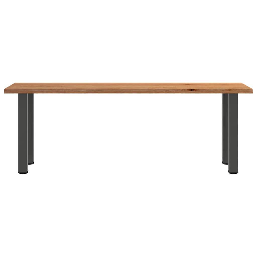 Eettafel met natuurlijke rand 220x80x74 cm massief eikenhout