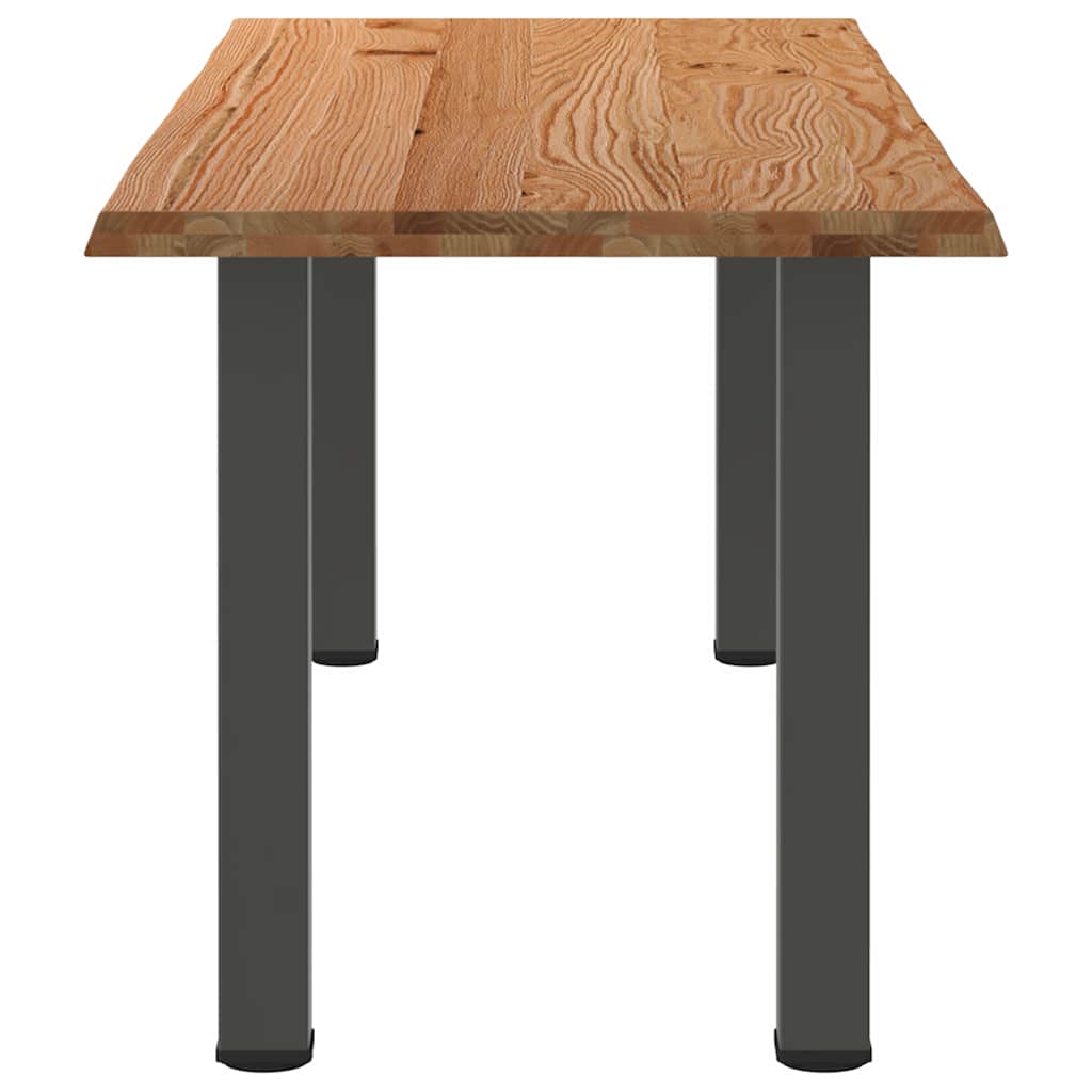 Eettafel met natuurlijke rand 220x80x74 cm massief eikenhout