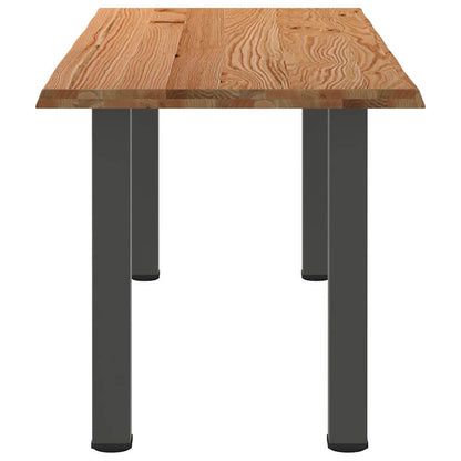Eettafel met natuurlijke rand 220x80x74 cm massief eikenhout
