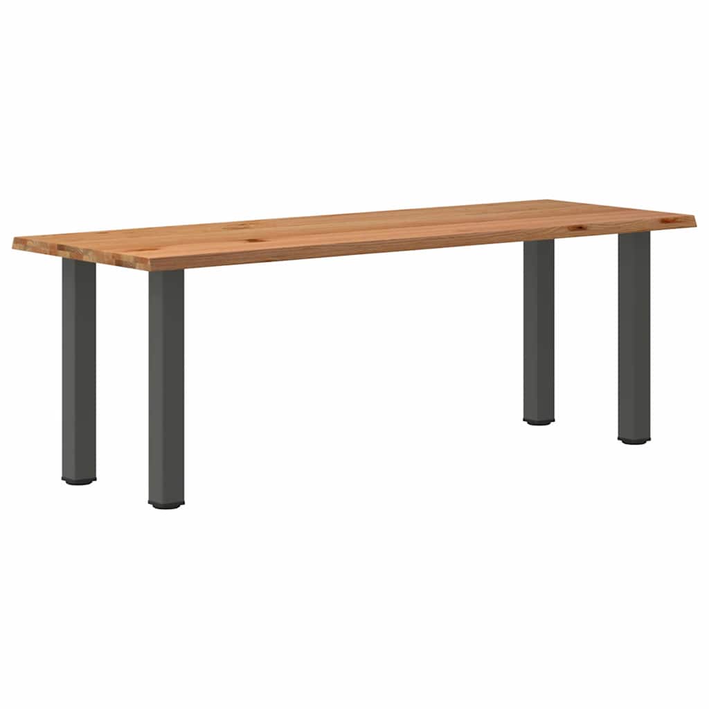 Eettafel met natuurlijke rand 220x80x74 cm massief eikenhout