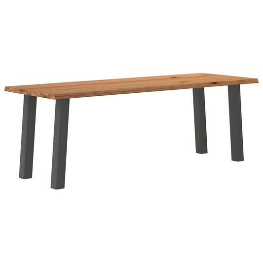 Eettafel met natuurlijke rand 220x80x74 cm massief eikenhout